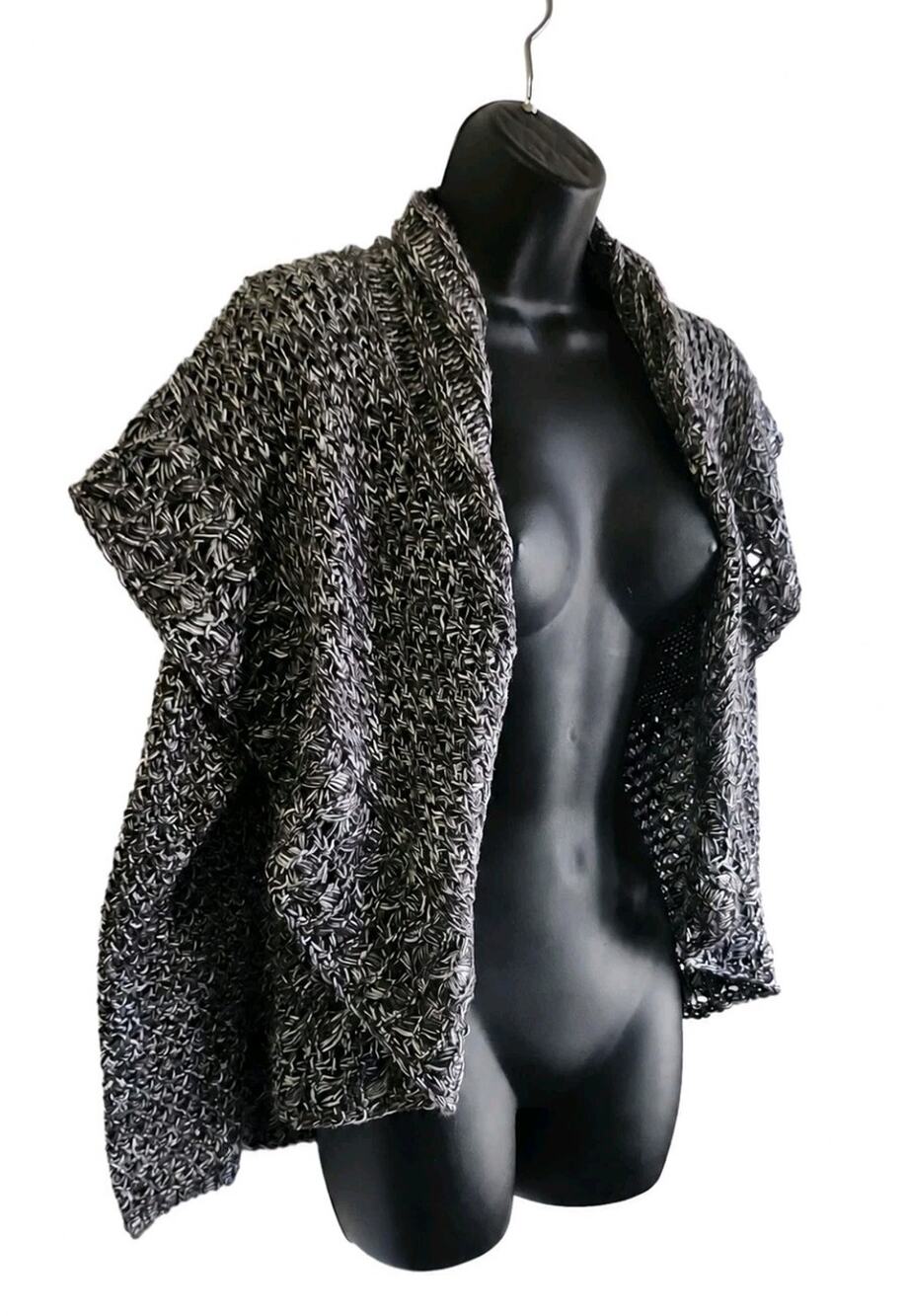 New Directions women Med P Marled Circle Cardigan Pinwheel Sweater mandala Back